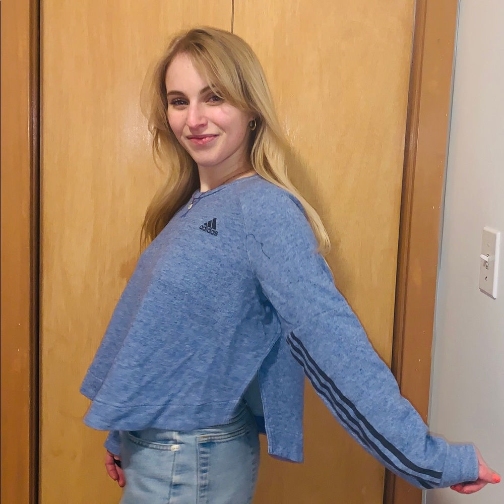 Adidas Split Hem Periwinkle Crew Neck Sweatshirt